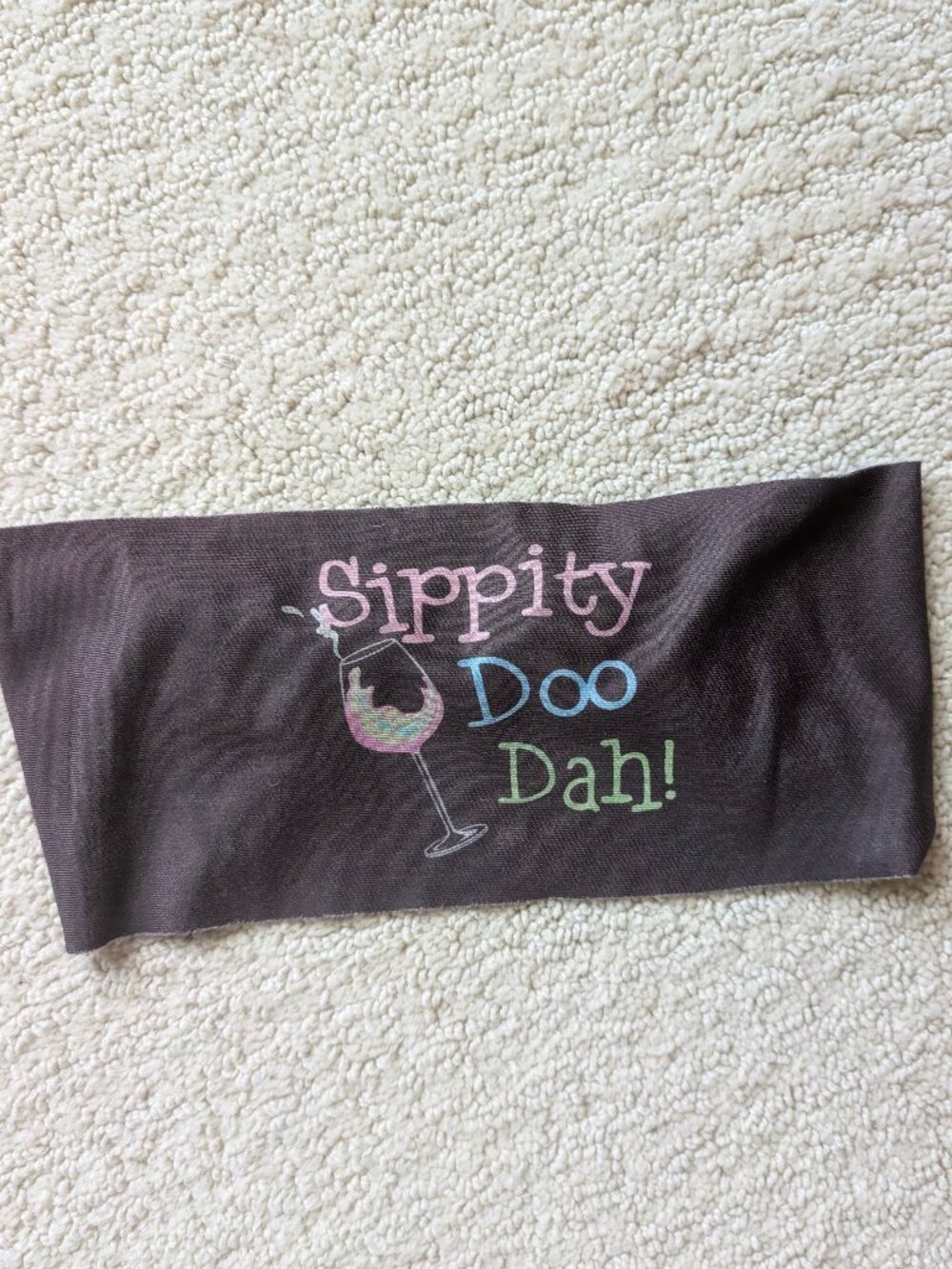 EUC BondiBand Running Headband Sippity Doo Dah Wine Drinker black wide hairband